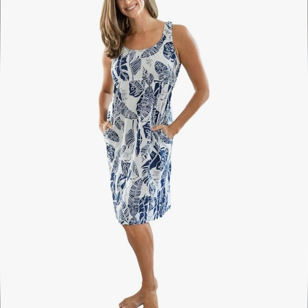 Baby Be Mine Blue and White Swim Dress